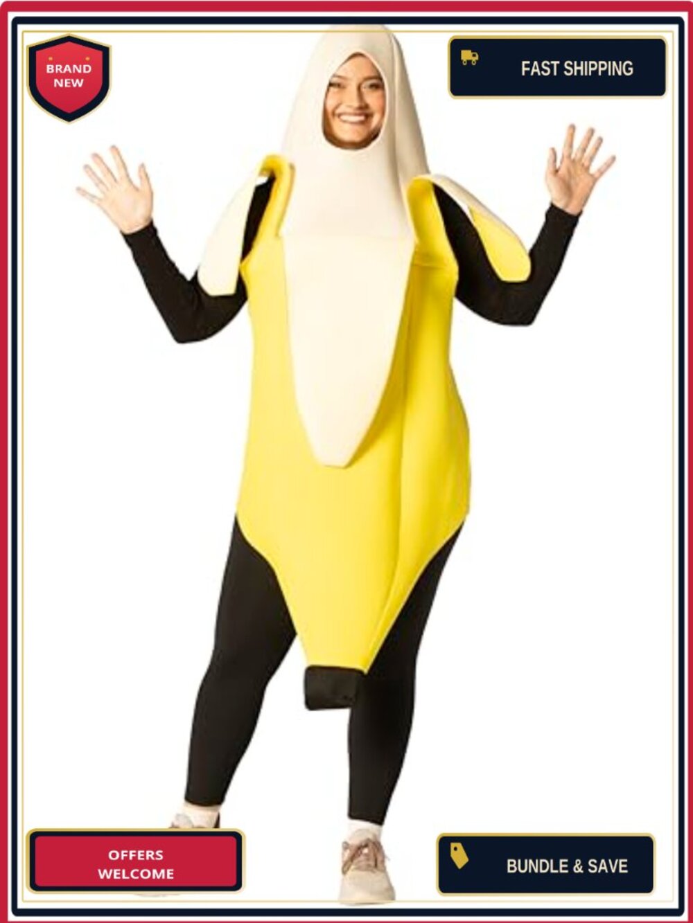 Plus Size Peeled Banana Foam Tunic Halloween Costume Adult Unisex